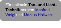 Für optimale Ton- und Licht-Technik sorgten Manfred Weigl und Markus Hollweck